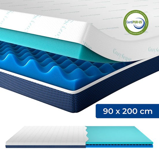 CozySense® - DualFeel Topper Matratze - Mit kühler & warmer Seite - CertiPUR® - Weiche Festigkeit - Waschbarer Bezug - 90x200 - 7,5 cm