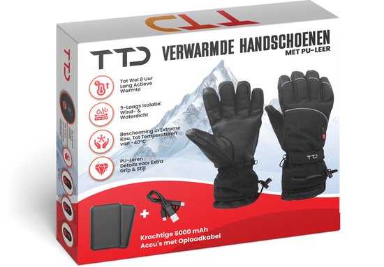 TTD® Beheizte Handschuhe Deluxe L - PU-Leder - Handschuhe mit Heizung