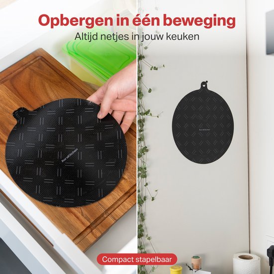 AoraKitchen Induktionsschutz - 4 Stück - bis zu 280°C - Kochplattenschutz - Untersetzer Pfannen - Ø 22cm - Schwarz