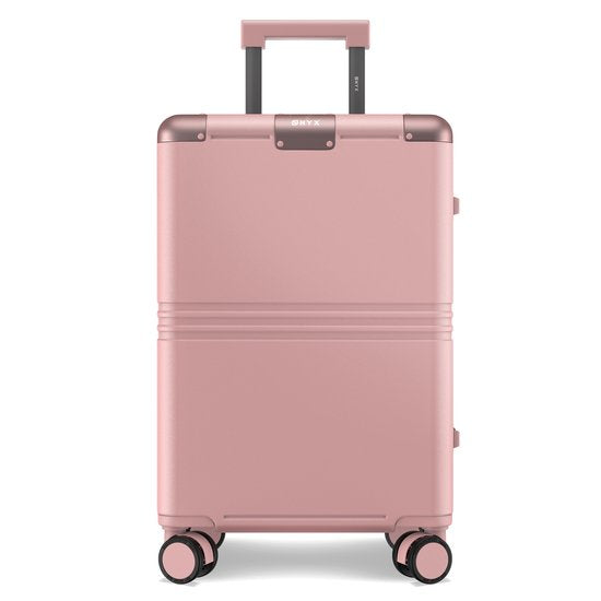 ONYX Hybrid Pro Handgepäck Koffer 35 Liter - Recyceltes Polycarbonat und reißverschlussloses Design - Reisekoffer mit TSA-Schloss und Spinner-Rollen - Leichter Trolley - Candy Pink