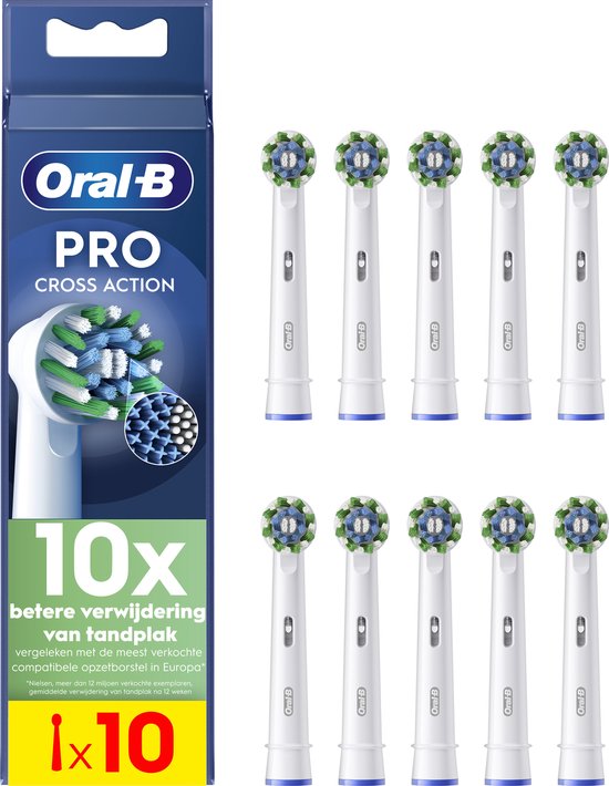 Oral-B Cross Action Pro - Bürstenköpfe - Mit CleanMaximiser Technologie - 10 Stück - Kompatibel mit elektrischen Zahnbürsten