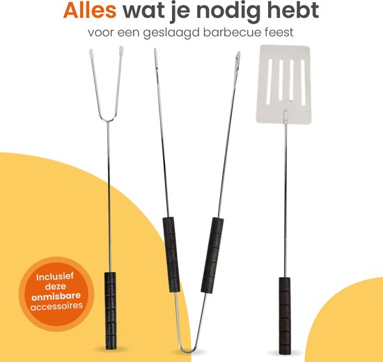 Goliving - Holzkohlegrill auf Rollen - Inklusive Zubehör - XXL BBQ mit Deckel - Ø 54 cm - 65 x 89 cm - Metall - Schwarz