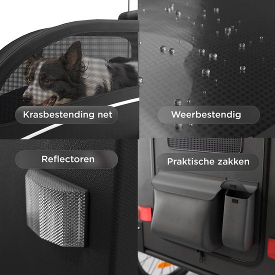 Trevopet® Hundefahrradanhänger - Faltbarer Fahrradanhänger Hund - Hundeanhänger - Geeignet für E-Bikes - Bis zu 40 kg - Für mittlere & große Hunde - Schwarz