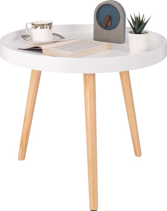 Rootz Beistelltisch - Couchtisch - Nachttisch - Wohnzimmer-Akzent - Lounge-Stand - Beistelltisch - Weiß - 50 x 44 cm (ø x H)