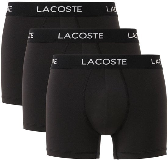 Lacoste Herren 3P Mikrofaser-Boxershorts, Basic, schwarz