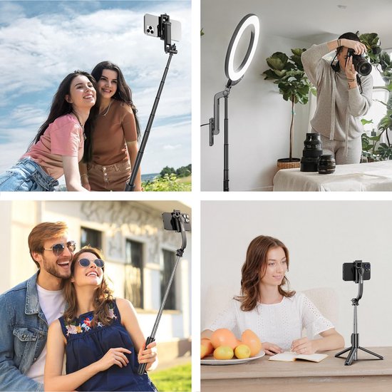 Selfie Stick - 3 in 1 - inkl. Fernbedienung - Für iPhone und Samsung - Telefonstativ - Bluetooth - Smartphone - Luft