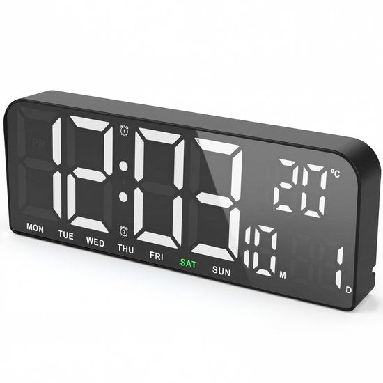 Nuvance Digitaler Wecker - Digitale Uhr - Reisewecker für Kinder & Erwachsene - Wecker - LED-Wecker Digital