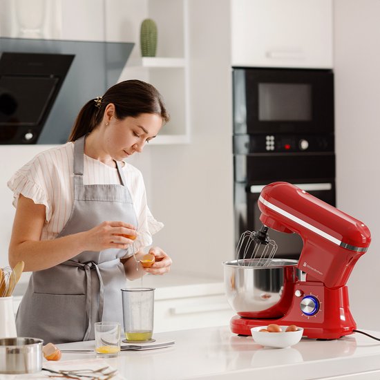 KitchenBrothers - Küchenmaschine - Küchenroboter - 5L - Küchenmixer - 1200W - Rot