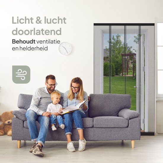 O'DADDY® Fliegengitter Lamellenvorhang - 118x260 cm - Türvorhang - Türtür - Verstellbares Design - Fiberglas - Schwarz