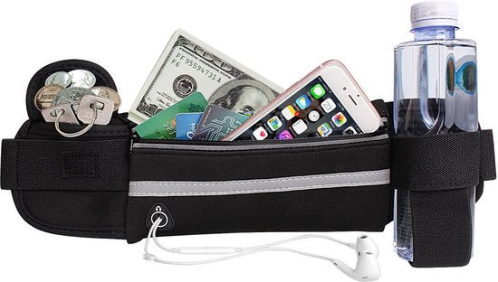 GarpexÂ® Laufgürtel - Hüfttasche - Lauftelefonhalter - Laufgürtel - Gürteltasche Damen und Herren - Laufen - Einheitsgröße - Schwarz