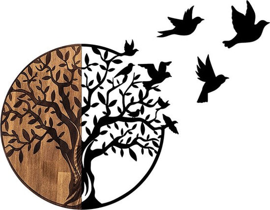 Heimdekoration - Dekoratives Wandaccessoire aus Holz Schwarzer Nussbaum - Schönes Wohnaccessoire - Maße 92x3x71cm