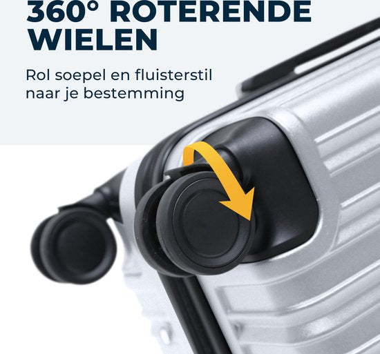 Pathsail - Handgepäck Koffer 40L x 55CM - ABS - Leichter Trolley - Inkl. TSA-Schloss & Spinner-Räder - Silber