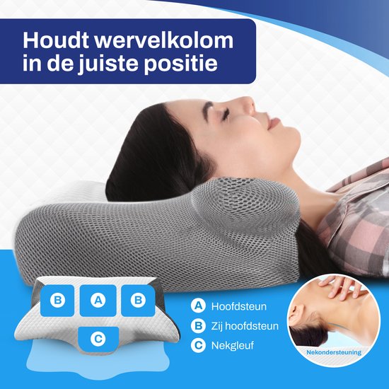 Sleeptight Schmetterlingskissen - Orthopädisches Kissen gegen Nackenschmerzen - Ergonomisches Anti-Schnarch-Kissen - Gedächtnisschaum Apnoe-Kissen - 65x35x13cm