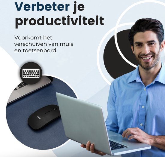 WURK Professional Schreibtischunterlage Kunstleder - Schreibtisch-Organizer - Schreibtischunterlage - Schreibtischzubehör - Mauspad XXL- Inklusive Kabelclip - 120x60 - Blau