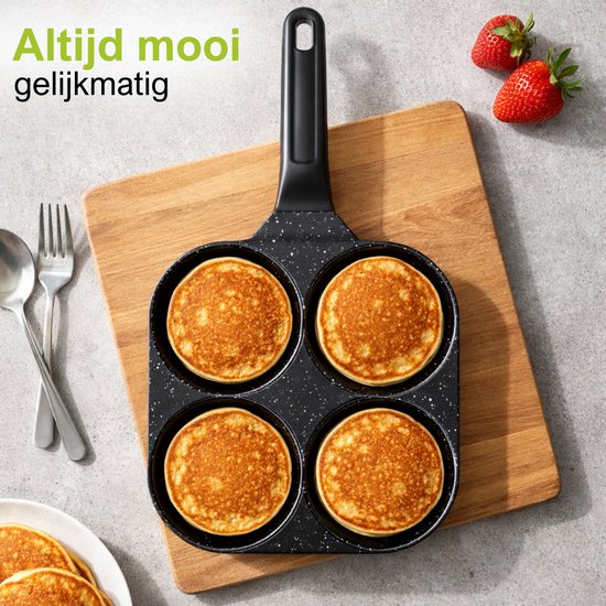 CeraFusion Pfannkuchenpfanne mit 4 Fächern Ø8 cm - Induktion - PFAS-frei - Eierpfanne - Keramikbeschichtung - Für Induktion geeignet