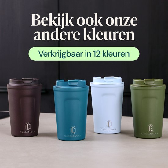 Castagnola Thermosbecher - Kaffeebecher To Go - Reisebecher für Kaffee und Tee - Teebecher - 380 ML - Edelstahl - Grün