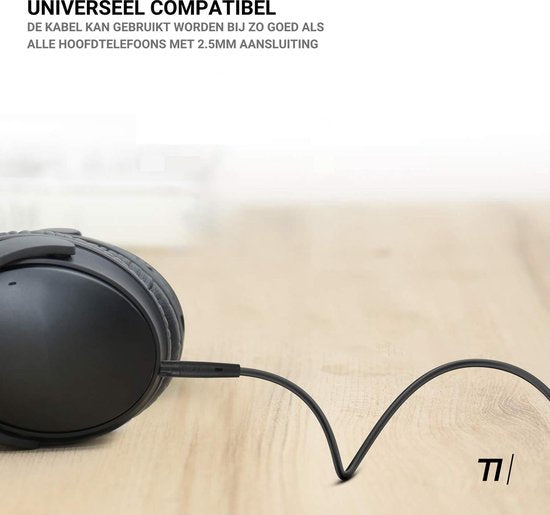 TIKKENS® Audiokabel - 2,5 mm Klinke auf 3,5 mm Klinke - Schwarz - 1,35 m - Aux - Mikrofon - Geeignet für Bose Quietcomfort 25/35, Apple - On-Ear Kopfhörer - Verlängerungskabel