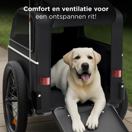TrevoPet® Dog Bike Trailer XL - Klappbarer Fahrradanhänger Hund - Hundeanhänger mit Rampe, Federungssystem & wetterfest - Geeignet für E-Bikes - 45 kg - Schwarz