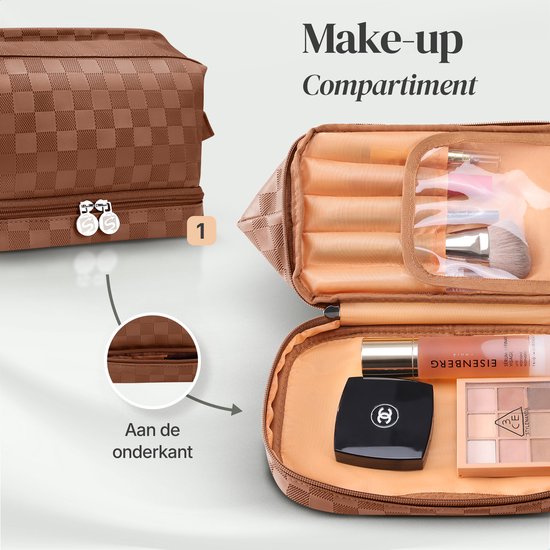 Skycases Travel Essentials - Kulturtasche und Make-up-Organizer - wasserdicht und kompakt - geeignet für Reisen und den täglichen Gebrauch - Unisex - Braun