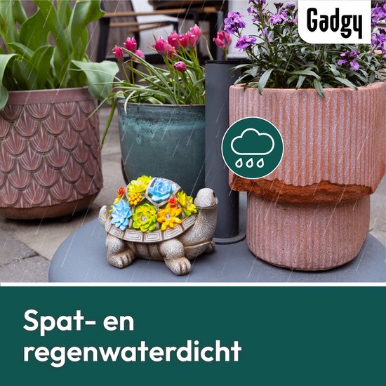 Gadgy Solar-Gartenleuchte Schildkröte - Solarenergie-Gartenleuchte - Solar-Tischlampe - Außenlampe Gartenstatue - Gartenlaterne mit Tag/Nacht-Sensor - Beleuchtung für draußen - Gartenlaterne