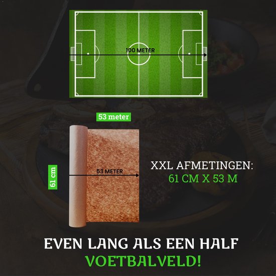 TTD® Fleischerpapier XXL - 53 Meter - Professionelles Fleischerpapier aus 100% natürlichem Holzschliff - BBQ-Zubehör - Grillen - Holzfasern - Unbeschichtetes Fleischerpapier