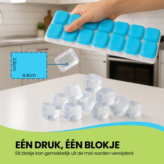 TTD® Silikon-Eiswürfelform mit Deckel - 4er-Set - 14 x 4 Eiswürfel - stapelbar - BPA-frei - Eiswürfel lassen sich leicht herausdrücken