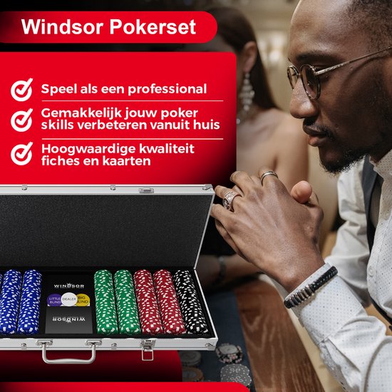 Windsor Poker Set - 500 Chips - Pokertuch - Blinds - Karten - Pokerchips - Pokerchips