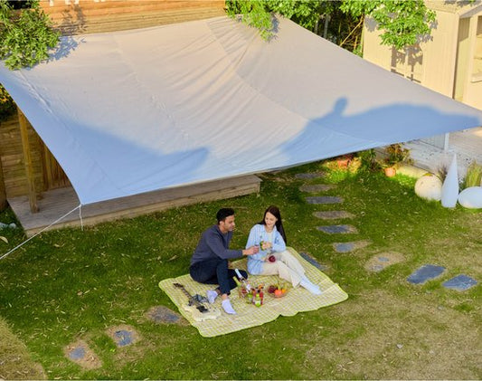 O'DADDY® Schattentuch 4x3m Rechteck - Sonnensegel - Schattierungsnetz - Markise mit Befestigungsmaterial - Wasserdicht - UV30 Sonnenschutz - Dunkelgrau