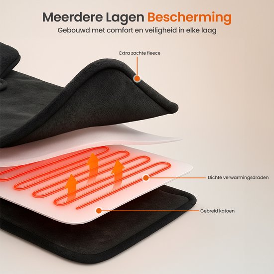Goliving Heizdecke für Rücken und Nacken - Elektrische Heizdecke - 3 Wärmestufen - Timerfunktion - Maschinenwaschbar - 100 W - 60 x 90 cm - Mikroplüsch - Schwarz