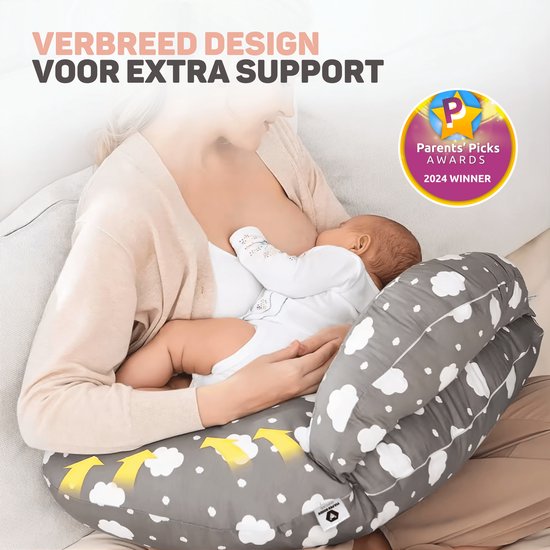 Vulpes Goods® BabyCare Stillkissen - Umstandskissen inkl. abnehmbarem Bezug - Grau
