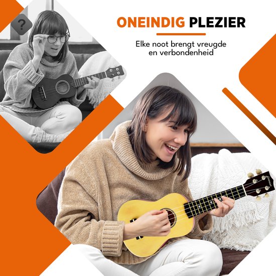 Finesse Ukulele - Starter Set - 21" - Ukulele - Spielzeuggitarre - Kind - Musikinstrument - Holzfarben