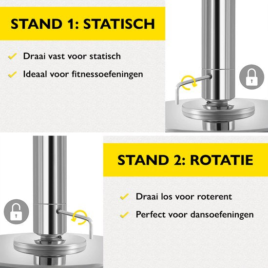 Zoluko Pole Dance - 2,24m x 2,74m - Rotierend und statisch - bis 200kg - Silber