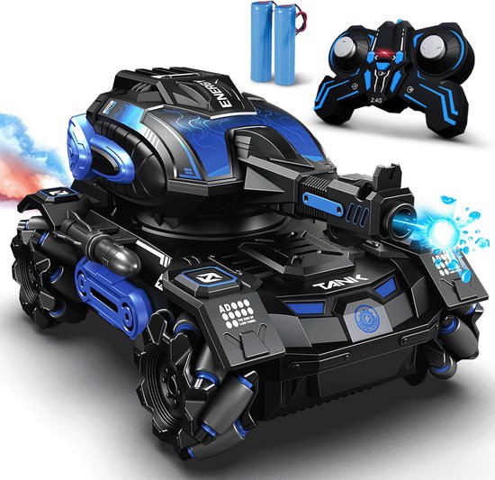 NAPI Steuerbares Auto RC-Panzer - Mit Kugeln - 2 Batterien und Rauchgenerator - Für Jungen - Outdoor - Panzerschieber