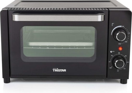 Tristar Camping Backofen OV-3615 - Backofen 10 Liter - 800 Watt - Freistehender kleiner Backofen mit Zubehör - Einstellbarer Thermostat: 100⁰ bis 230⁰ - Geeignet für Camping - Inklusive Backblech, Grillrost und Griff - Schwarz