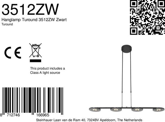 Steinhauer - Pendelleuchte - Turound - schwarz - Glas Metall - Designleuchte - LED - 3512ZW
