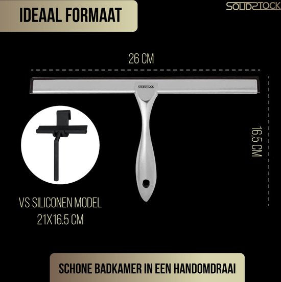 Duschabstreifer aus Edelstahl - Deluxe Duschabzieher - Hängehaken ohne Bohren - Duschabzieher Chrom
