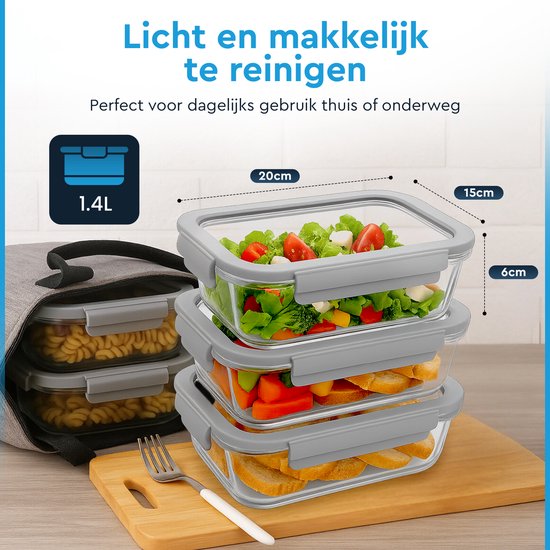 Nord Kitchen Einmachschalen Set - mit Glas-Dampfdeckel - Meal Prep Schalen - Gefrierschalen Vollglas - luftdicht - 5 Stück - 1040 ML