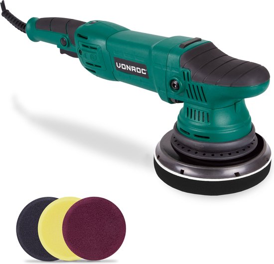 VONROC Exzenterpolierer - Polierer - 1050W - Ø150MM - Softstart - Inkl. 4 Scheiben, Stützteller & Tasche