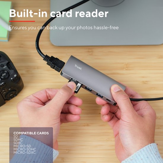 Trust USB-Hub – USB-Splitter – USB-Verteiler – USB-Anschlusserweiterung – Grau
