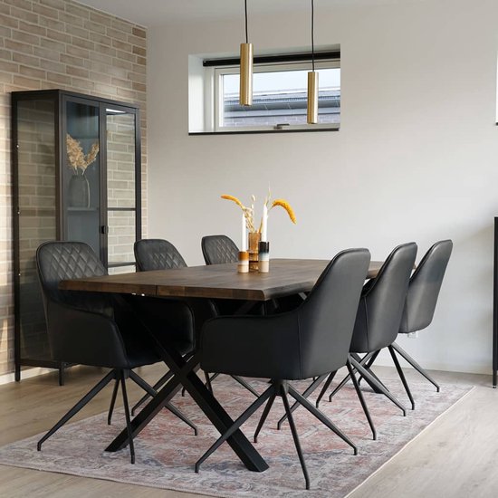 House Nordic Harbo Esszimmerstuhl Vegan Leder Schwarz - Set von 2