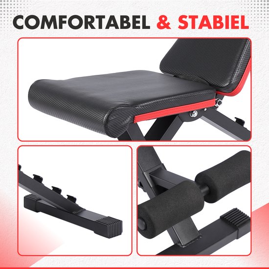 Fitby Fitness Bench - Haltegriffbank - Bankdrücken - Trainingsbank - verstellbar - 150 kg Belastbarkeit - faltbar - schwarz