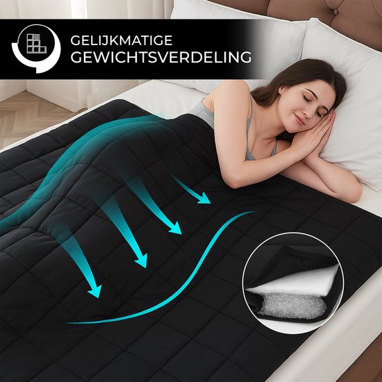 Vonia Beschwerungsdecke 9 kg - Beschwerungsdecke - 150 x 200 cm - Schwarz