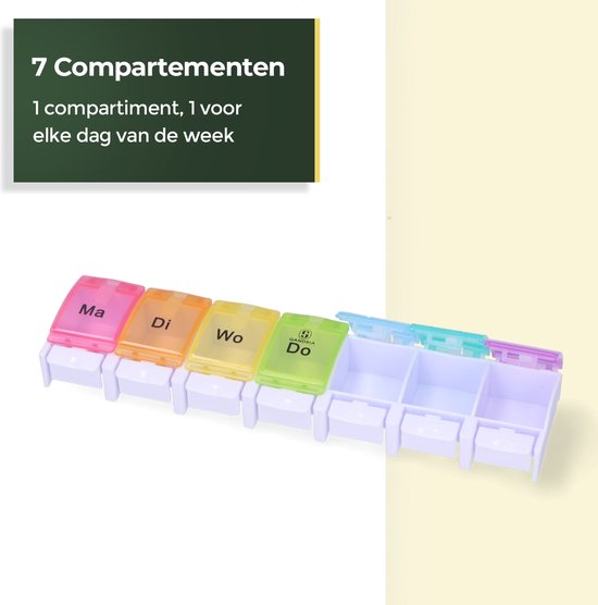 Gandria Pillenbox 7 Tage - Pillenbox - Pillenbox mit 7 Fächern - Medizinbox mit stabilem Verschluss - Große Fächer - Verschiedene Farben