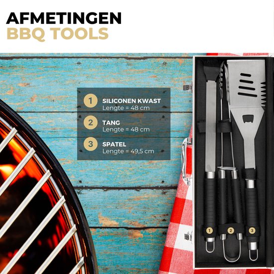Ozocozy Grillzubehör - 10-teilig - Grillwerkzeug und Grillhandschuh - Aluminiumkoffer - Geschenk für den Mann