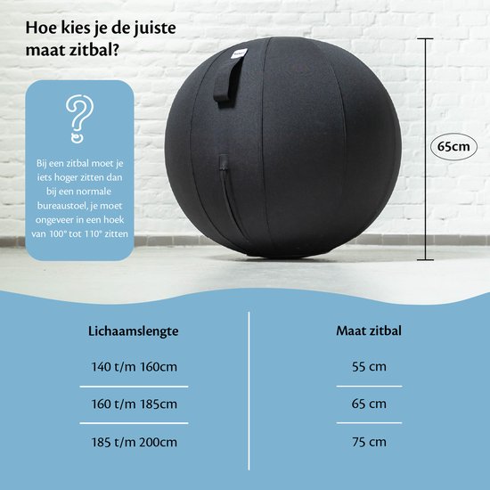 Backerz® Sitzball Leinen 65 CM - Sitzball mit Bezug - Balance Hocker - Luxus Yoga Ball - Ergonomischer Bürostuhl Ball - Grün