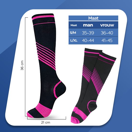 Roegaarden Kompressionssocken - Kompressionssocken - Stützsocken - Größe 40-44 - Pink