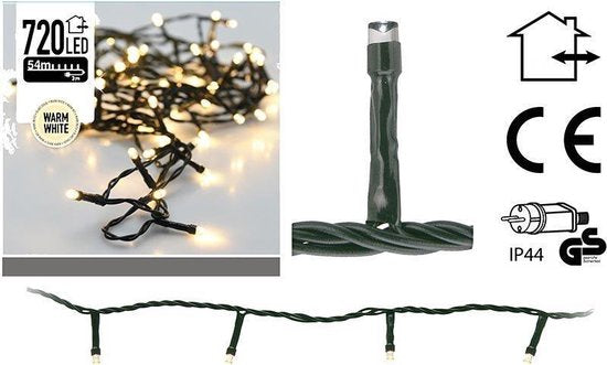 54 Meter LED-Leuchten / LED-Schnur mit 720 LEDs warm/weiß | für den Innen- und Außenbereich