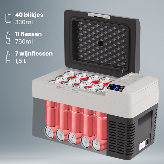 Auronic Electric Cool Box - Frigobox - Kompressor - 12V 230 Volt - Auto - 25L - Schwarz/Grau