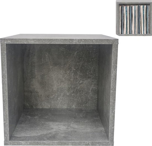 LP-Schallplattenschrank Cube - Plattenschrank - multifunktionales Aufbewahrungssystem - graue Betonoptik