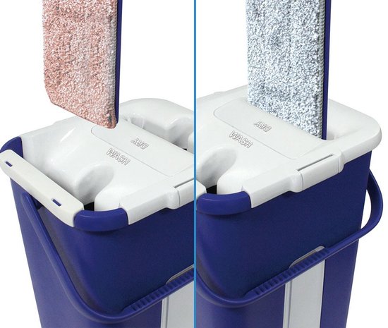 Livington Touchless Mop – auswringbares Wischsystem ohne Bücken – Wischmopp mit Eimer für einfache Reinigung und saubere Hände – Reinigungseimer 2,7 Liter